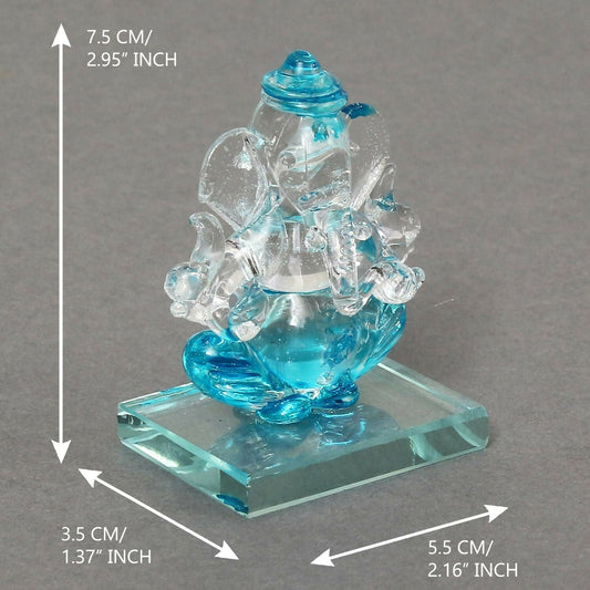 eCraftIndia SkyBlue and Transparent Double Sided Crystal Car Ganesha Showpiece - Grab2buy