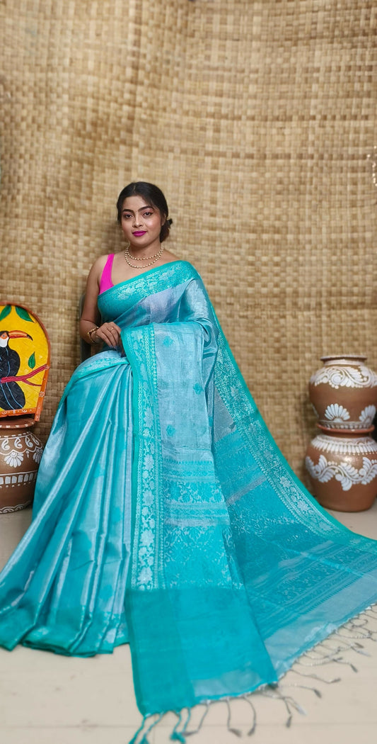 Exclusive Collection Sea Green Beautiful Tissue Benarasi Grab2Buy 