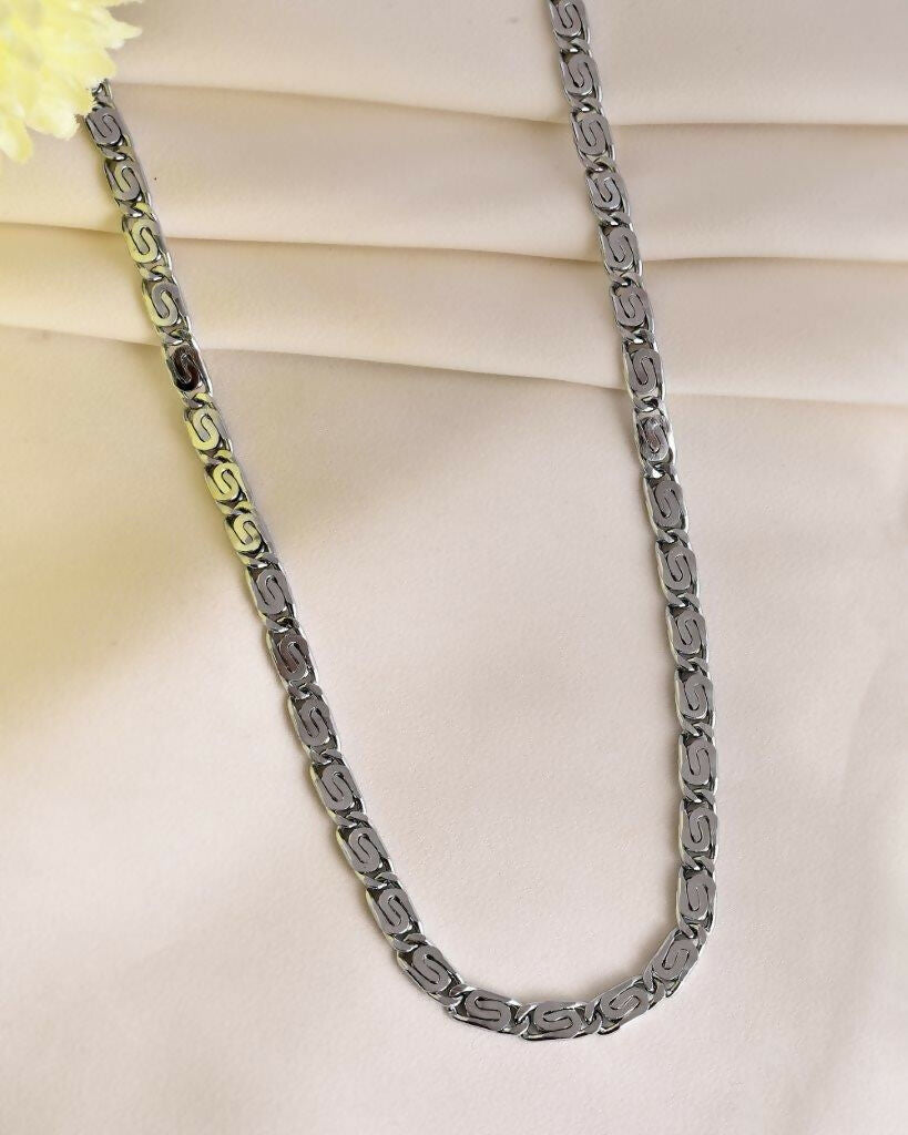 VOJ Men Silver Plated Stainless Steel Chain 