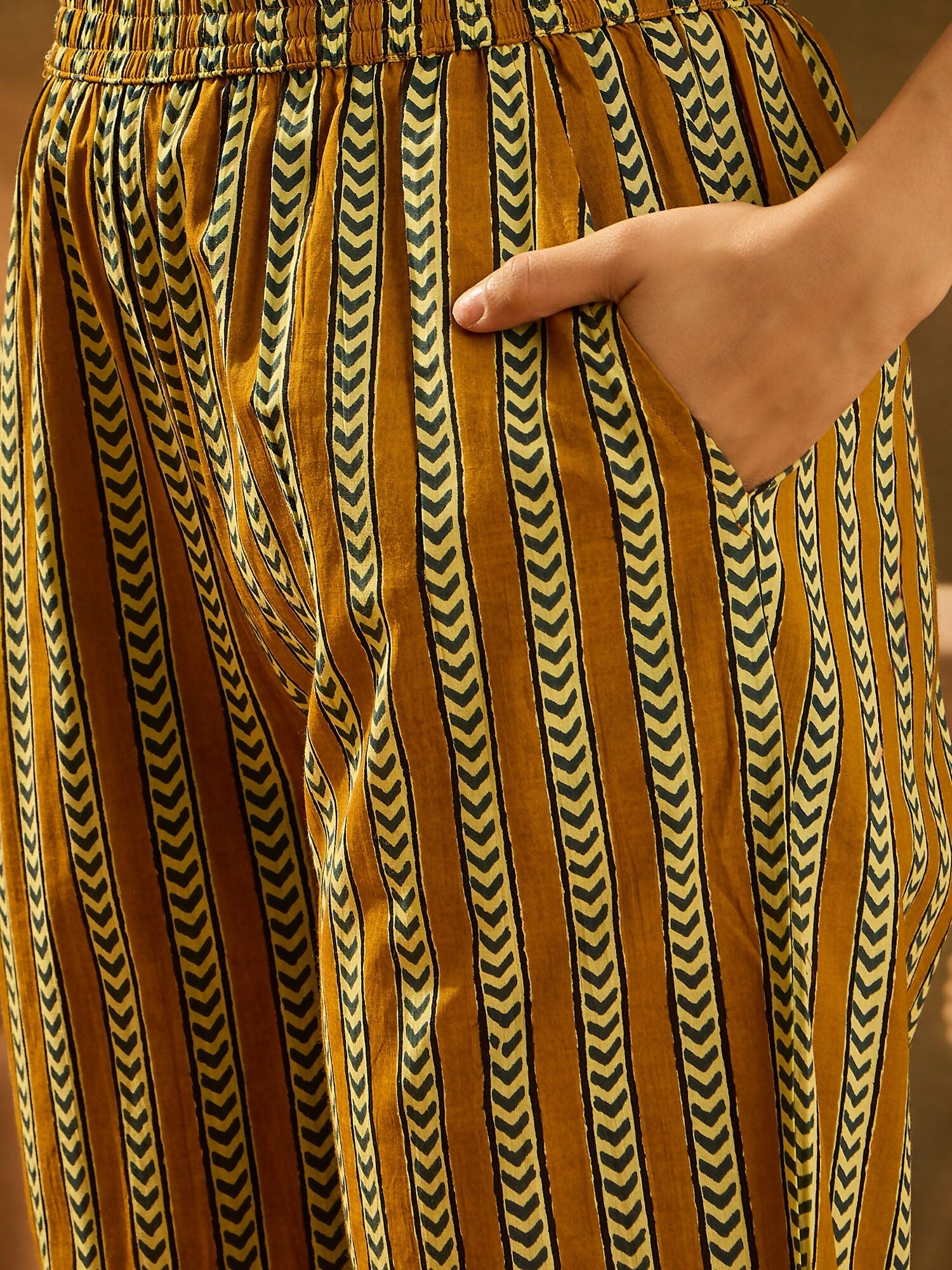 Joban Fashion Printed Mustard Pure Cotton Kurta Set