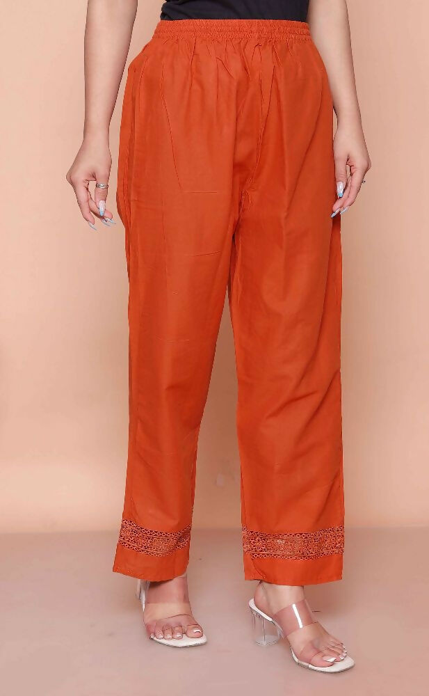 Miravan Womens Embroidered Cotton Kurta With Palazzo & Dupatta Set