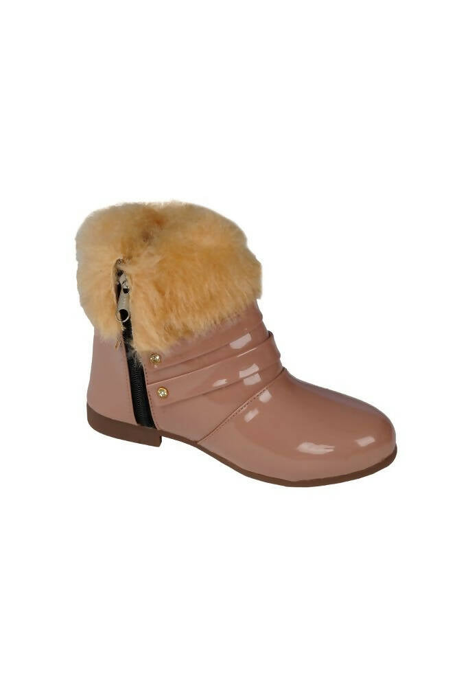 Tiny Bugs Girls Buckle Embellished Ankle Length Boots - Peach  Grab2Buy Tiny Bugs Grab2Buy