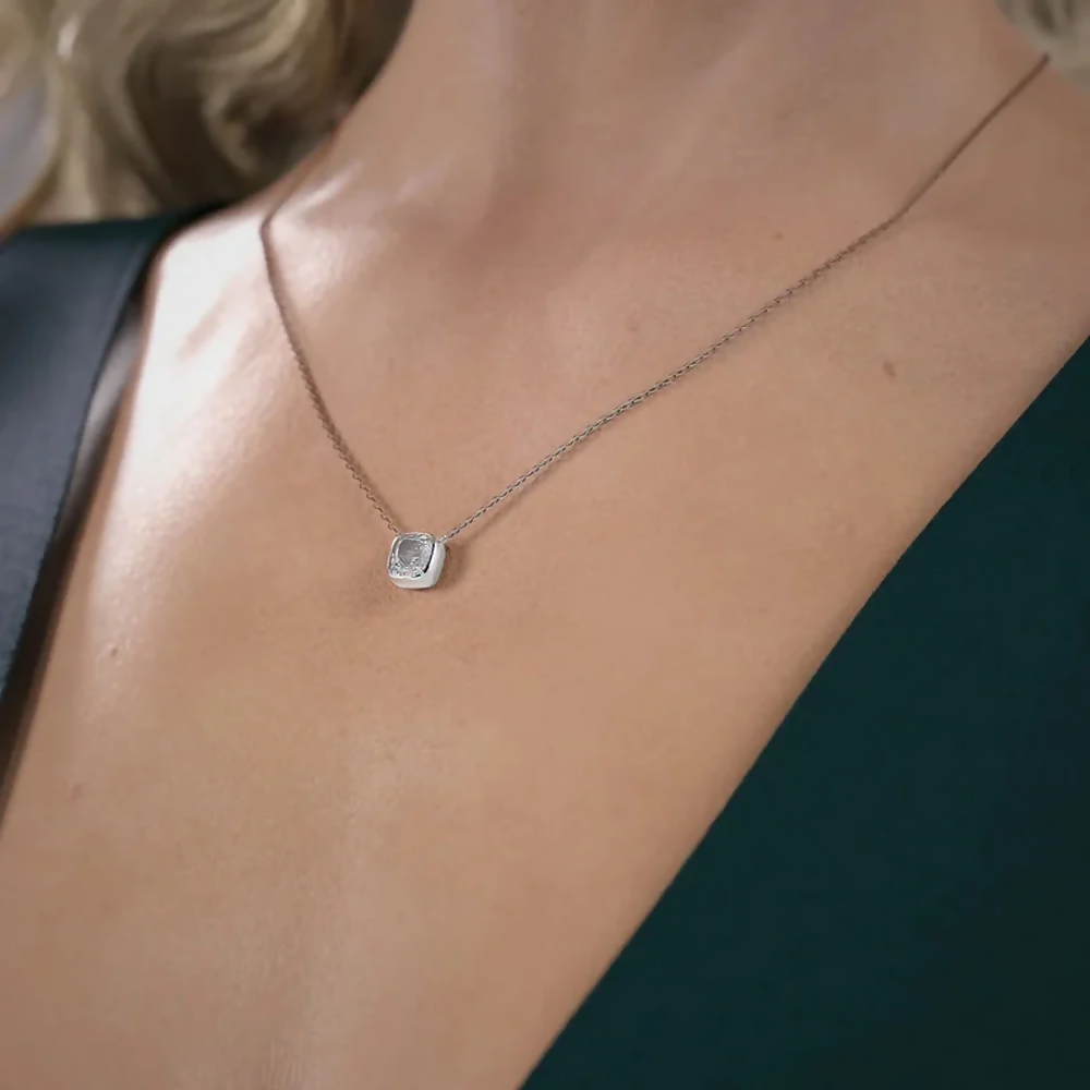Cauer Elegant 14K White Gold Plated Moissanite Pendant Necklace  Grab2Buy Cauer Grab2Buy