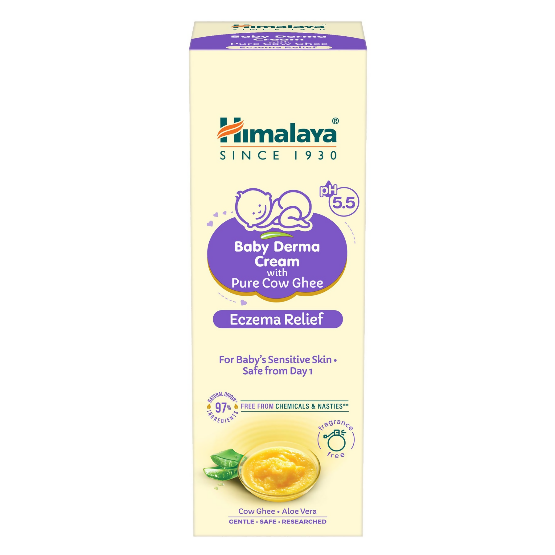 Himalaya Baby Derma Cream with Pure Cow Ghee | Ayurvedic Moisturizer for Dry & Sensitive Baby Skin 