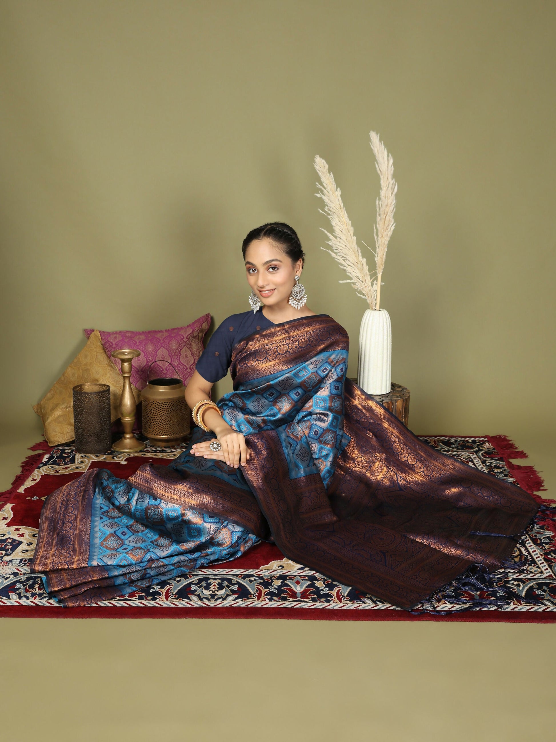 Shree Shyam Fashion Lichi Silk Sky Blue Saree