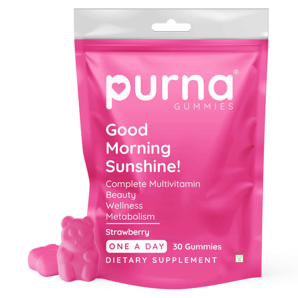 Purna Gummies Multivitamin Strawberry Gummies with Vitamins & Minerals 