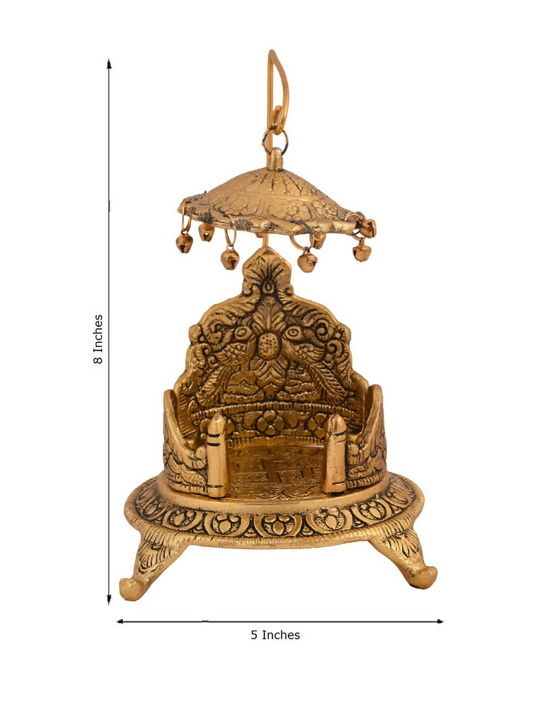 CraftVatika Gold-Polished Ladoo Gopal Singhasan/Pooja Chowki Showpiece 
