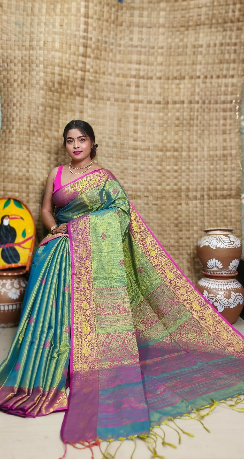 Exclusive Collection Sky Pink Beautiful Tissue Benarasi Grab2Buy 