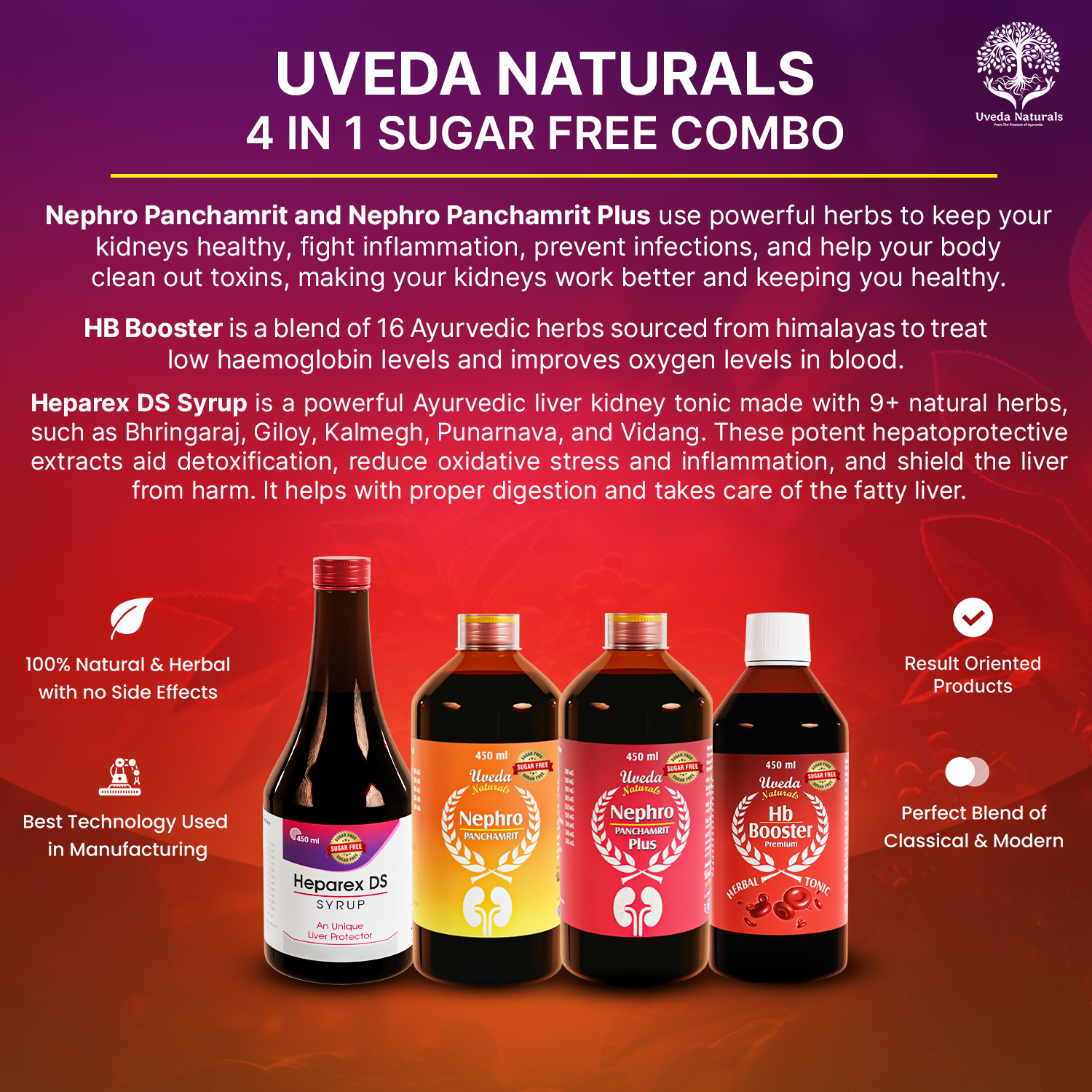 Uveda Naturals 4-in-1 Sugar Free Combo 