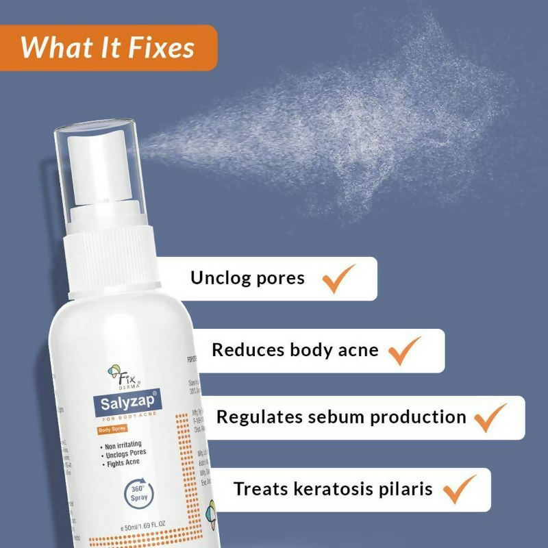 Fixderma 2% Salicylic Acid Salyzap Body Acne Spray 