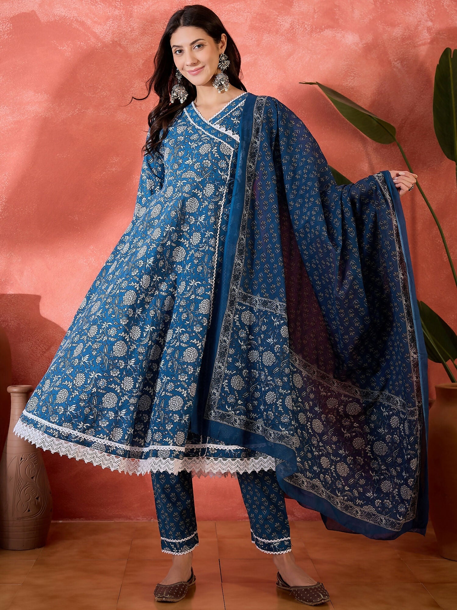 Joban Fashion Printed Blue Pure Cotton Kurta Set