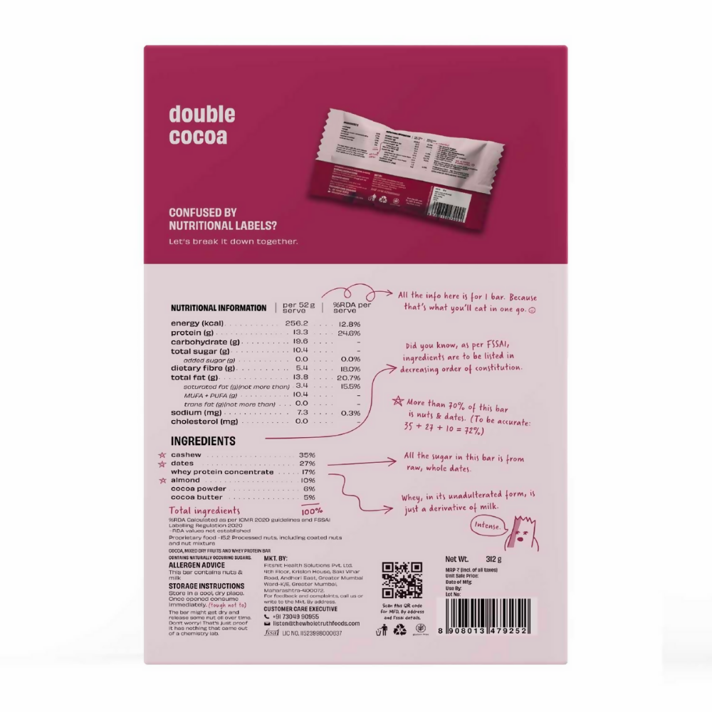 The Whole Truth Protein Bars - Double Cocoa  Grab2Buy The Whole Truth Grab2Buy