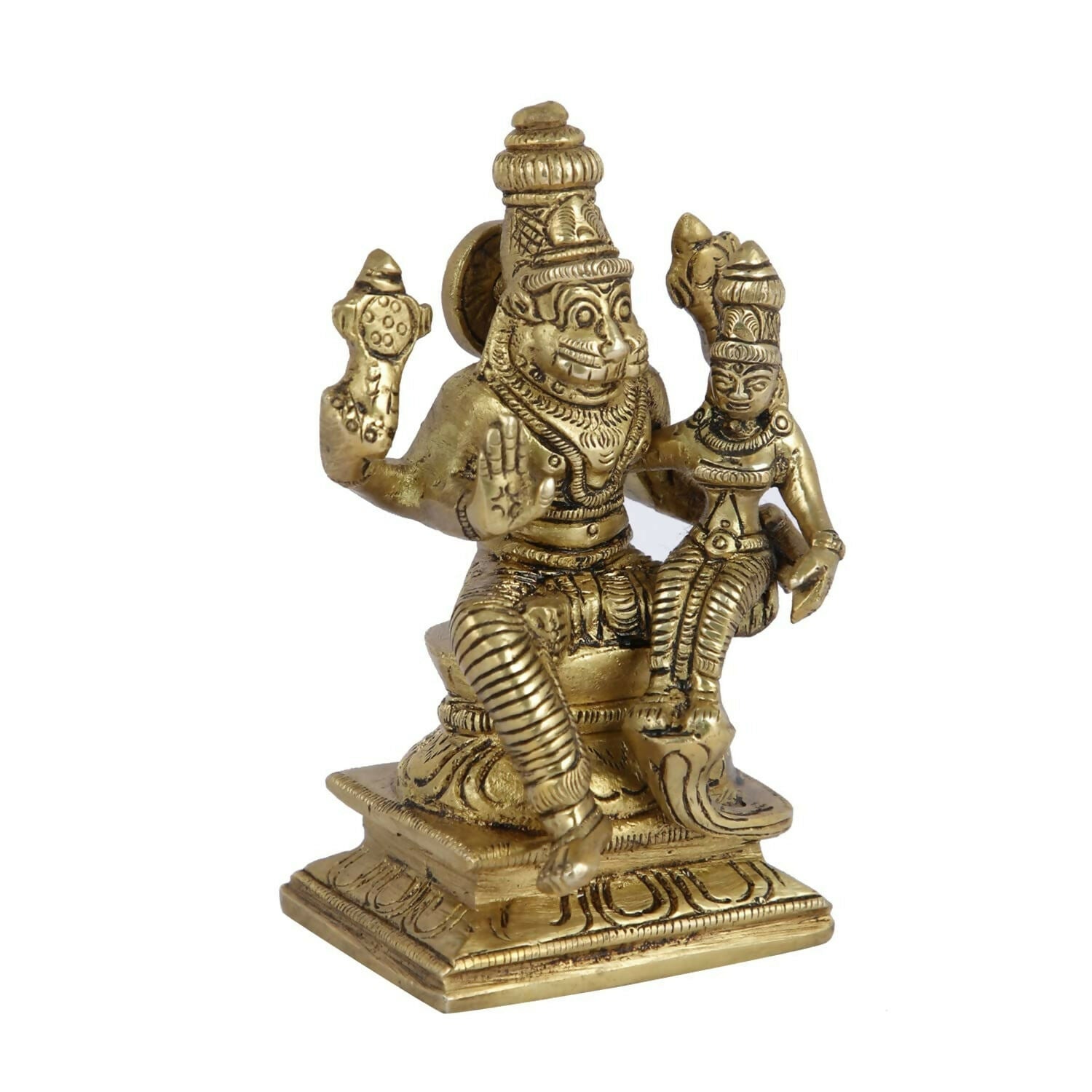 Craftvatika Lakshmi Narasimha Murti Brass Vishnu Laxmi Narayan Idol Statue - Grab2buy