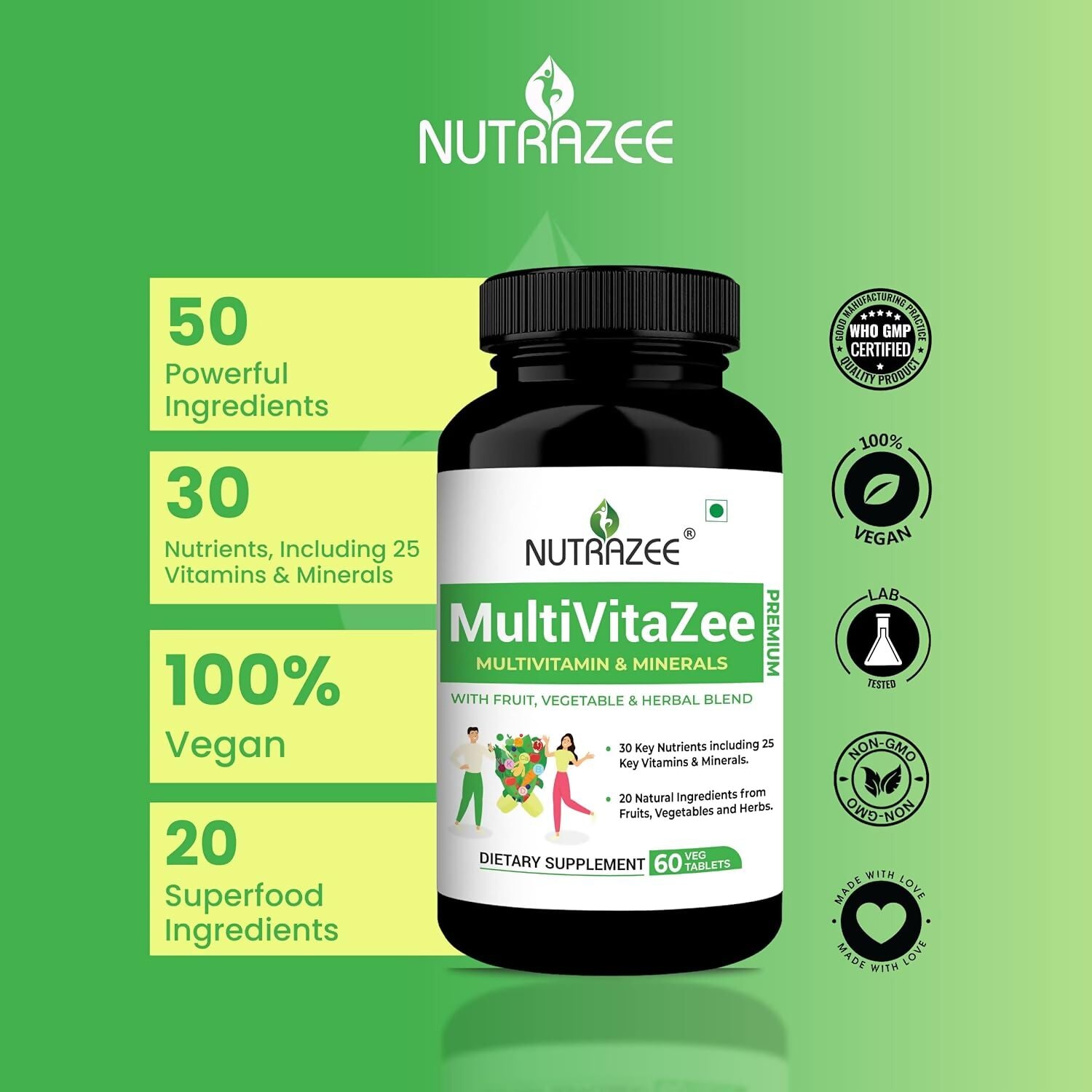 Nutrazee MultiVitaZee Multivitamin & Minerals Tablets 