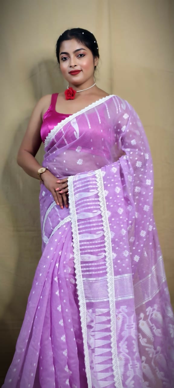 Exclusive Collection Beautiful Purple Jaal Jamdani Grab2Buy 