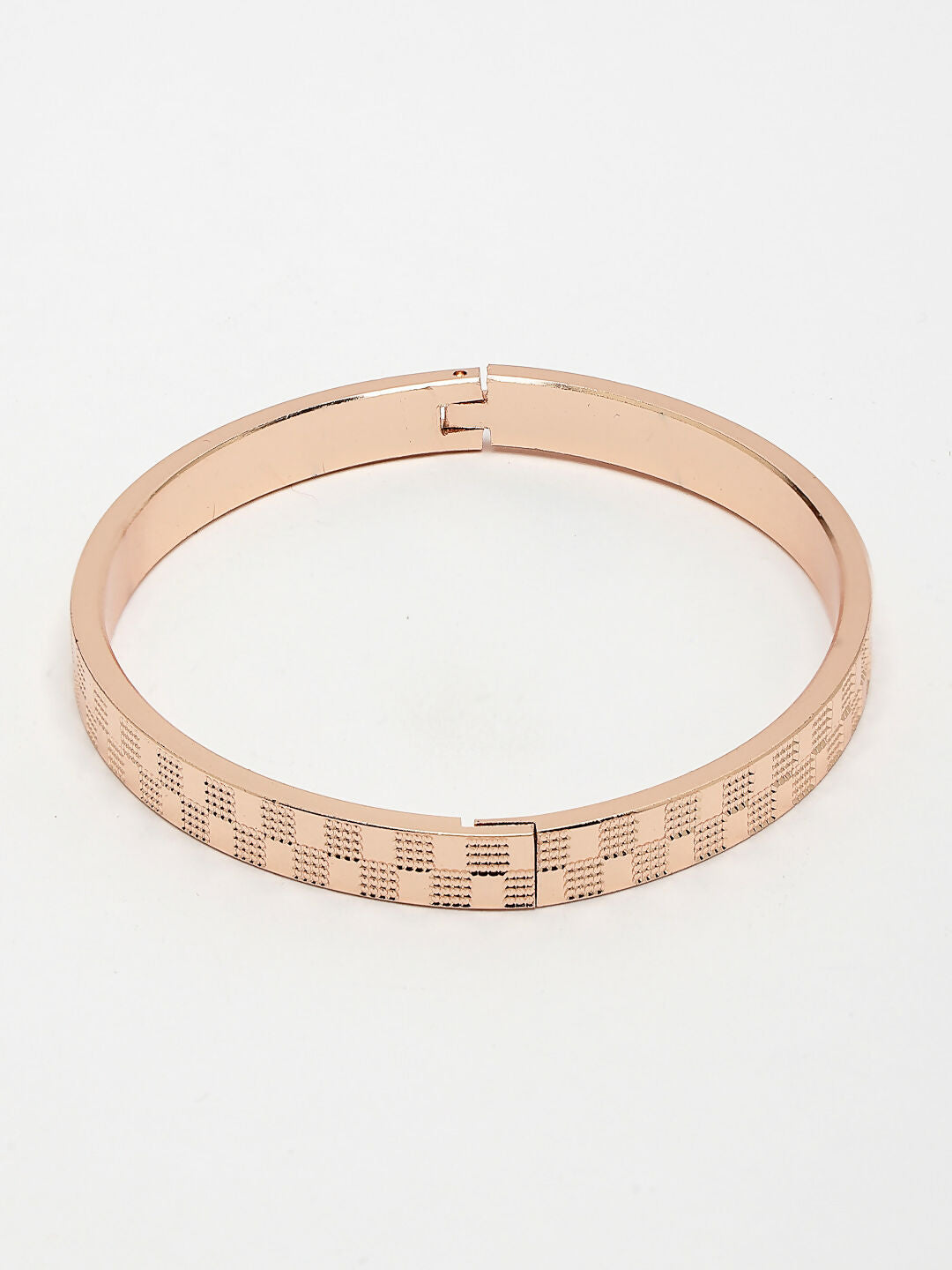 NVR Men's Rose Gold Stainless Steel Kada Bracelet