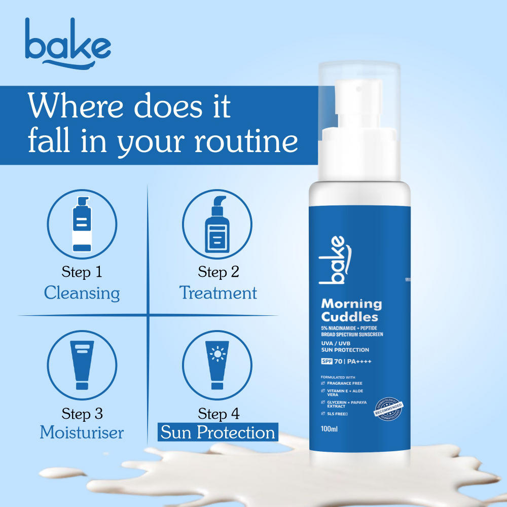 Bake Morning Cuddles 5% Niacinamide Sunscreen SPF 70  Grab2Buy Bake Grab2Buy
