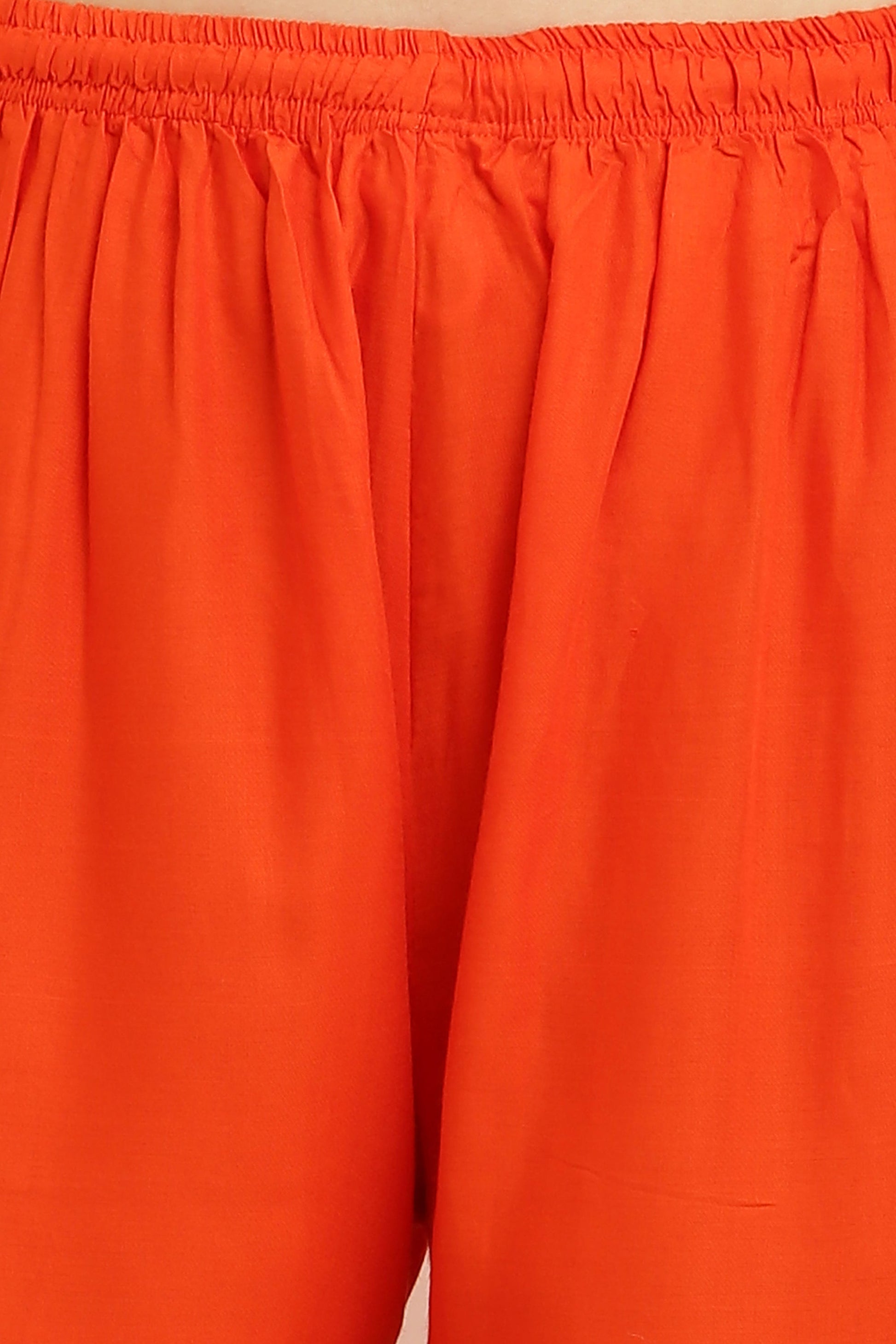 PAVONINE Orange Color Straight Fit Rayon Fabric Palazzo