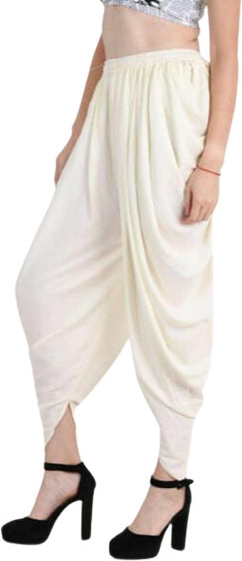 PAVONINE Off-White Color Solid Beetel Rayon Fabric Patiala For Women & Girls