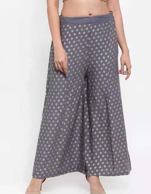 PAVONINE Grey Color Rayon Fabric Sun Print Palazzo For Women