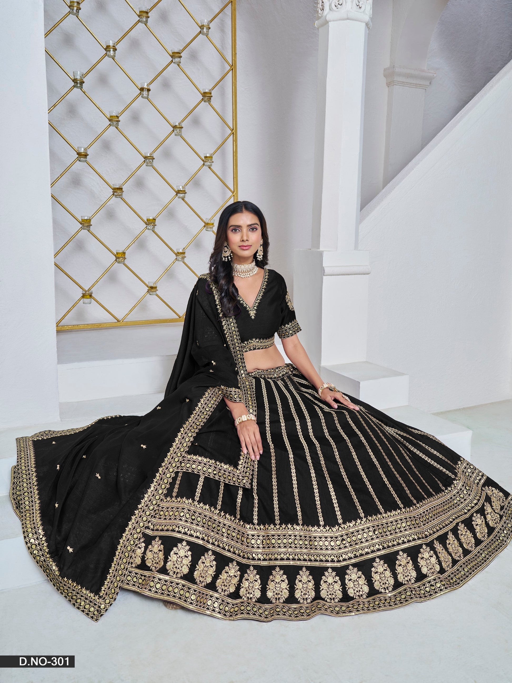 Anaita Black Embroidered Art Silk Designer Lehenga With Blouse