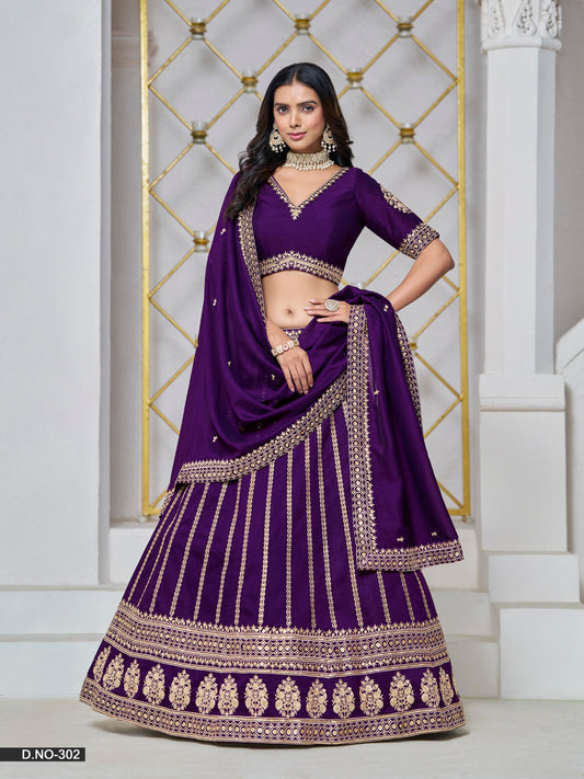 Anaita Purple Embroidered Art Silk Designer Lehenga With Blouse