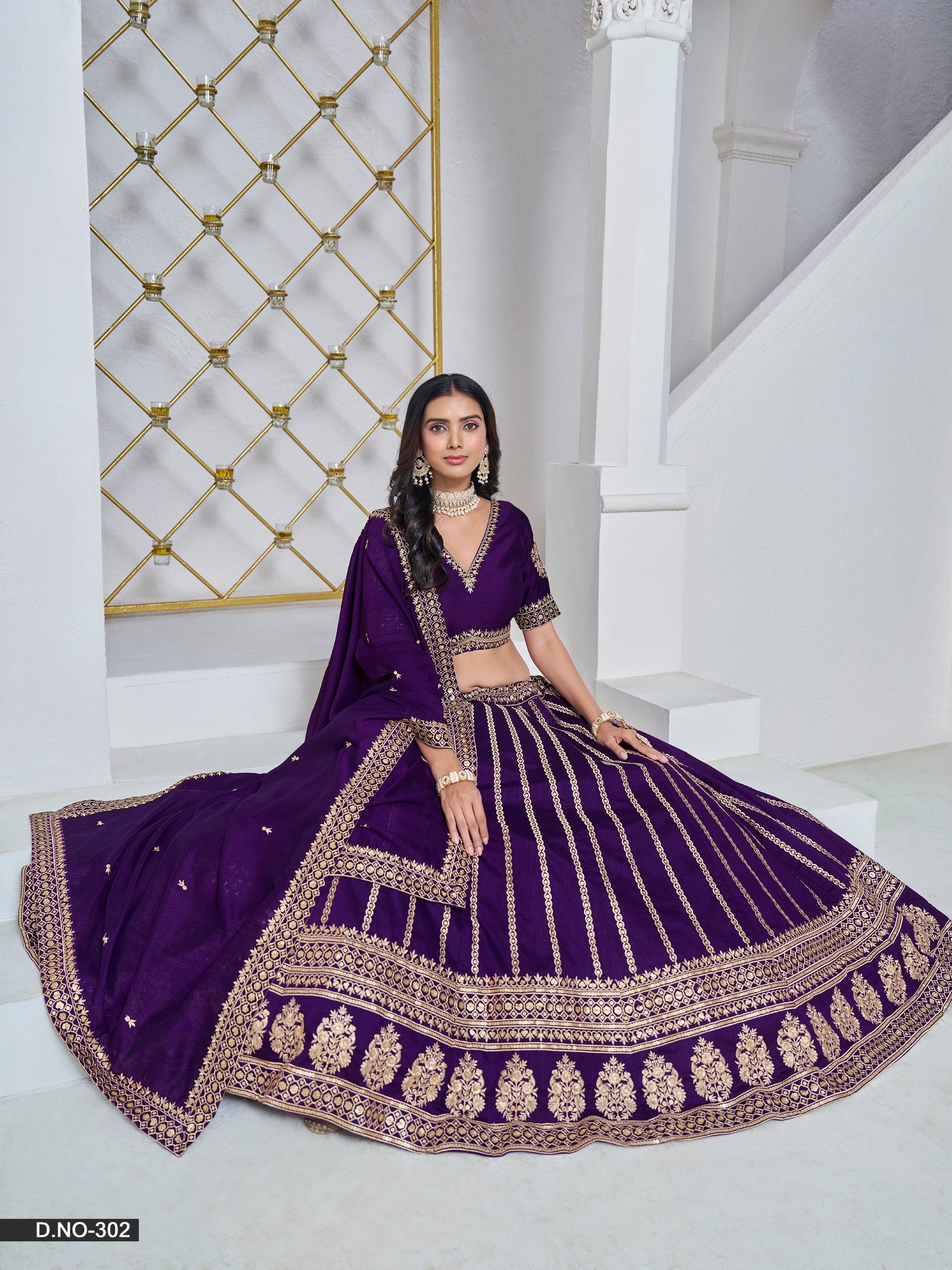 Anaita Purple Embroidered Art Silk Designer Lehenga With Blouse