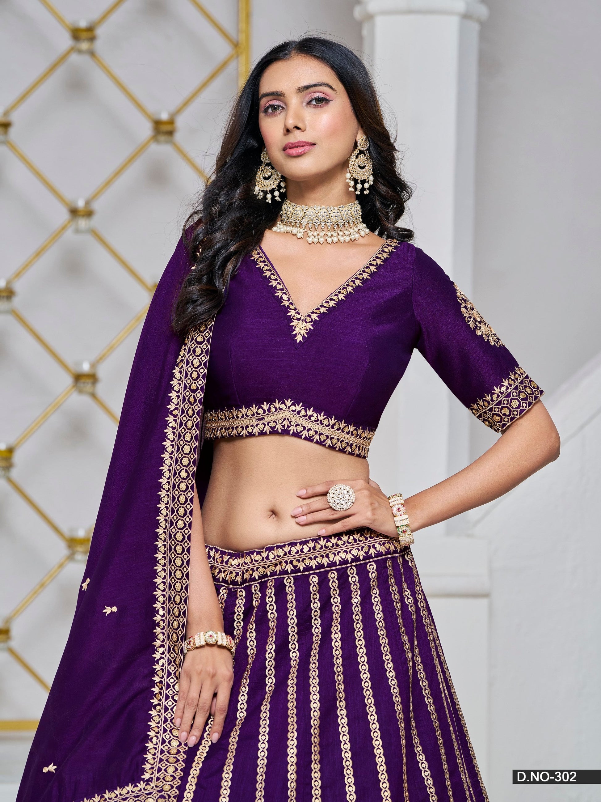 Anaita Purple Embroidered Art Silk Designer Lehenga With Blouse
