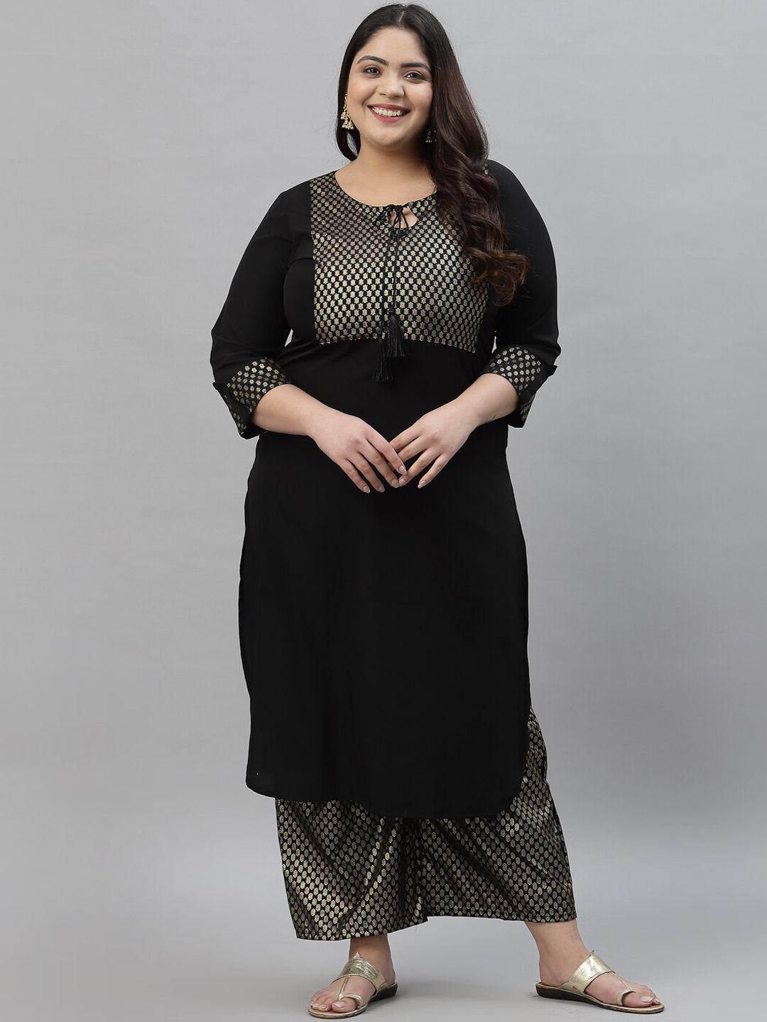 Sztori Ethnic Motifs Yoke Design Kurta with Palazzos