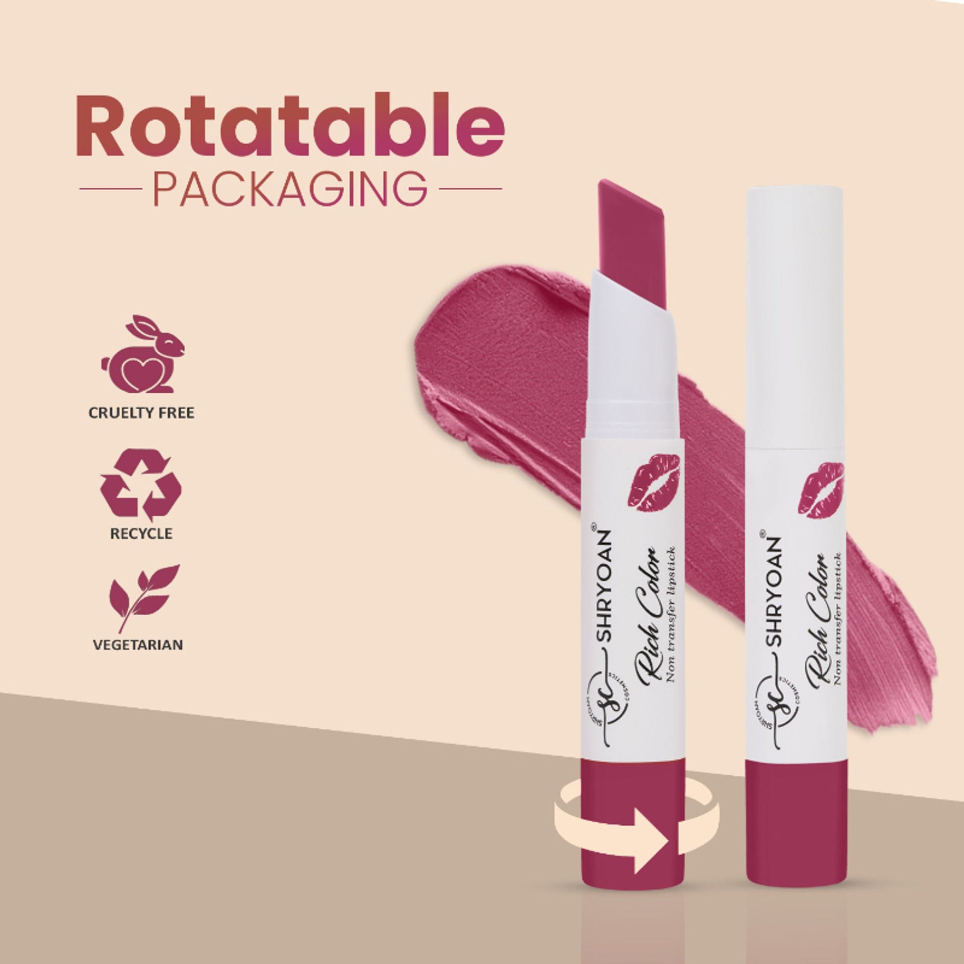 Shryoan Rich Color Non-Transfer Long Stay Creamy Lipstick - Grape Fruit 15 - Orange Bite - 08