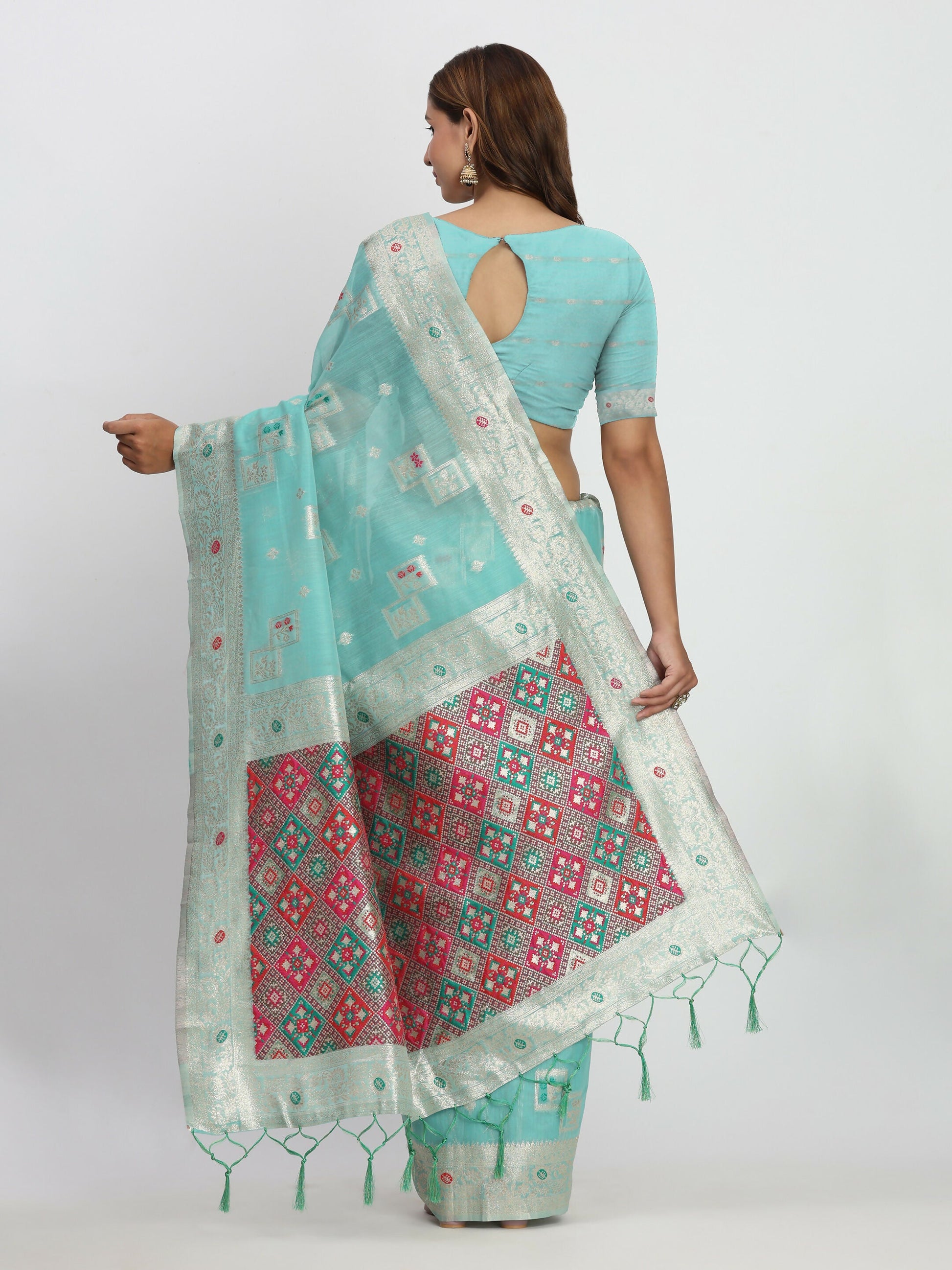 Shree Shyam Fashion Linen Cotton Sea Green Saree