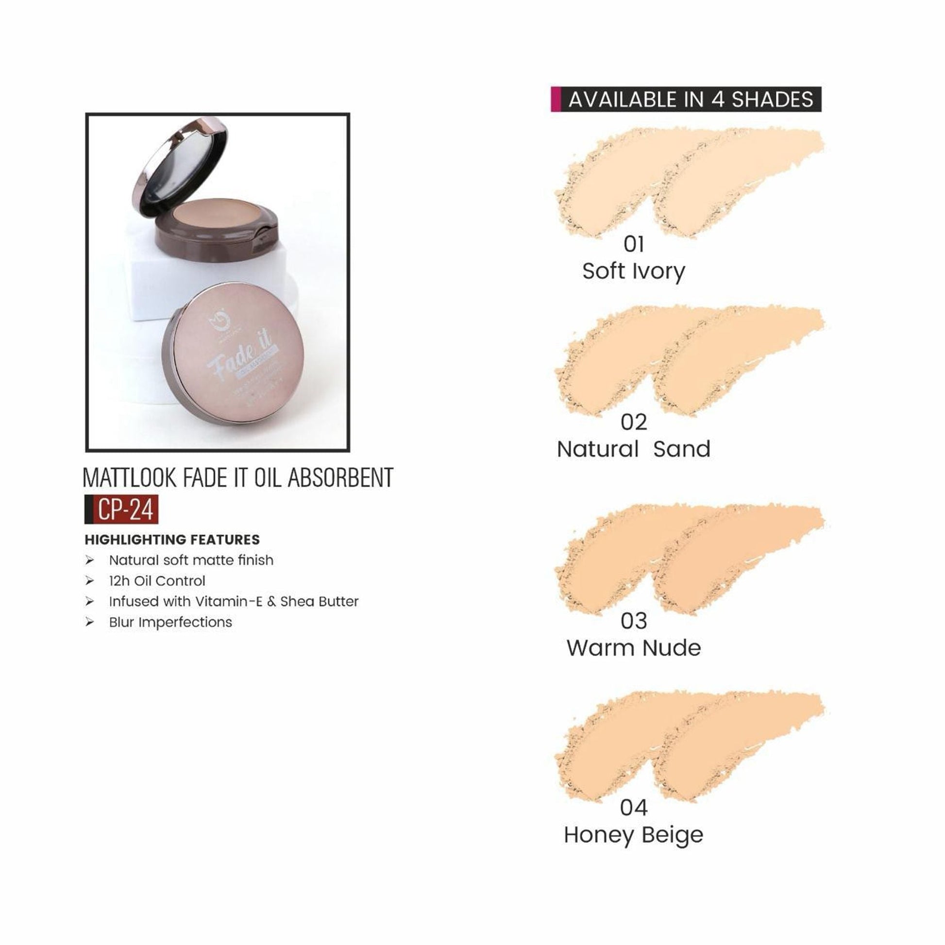 Matt Look Fade If Oil Absorbent Compact - 04 Honey Beige 
