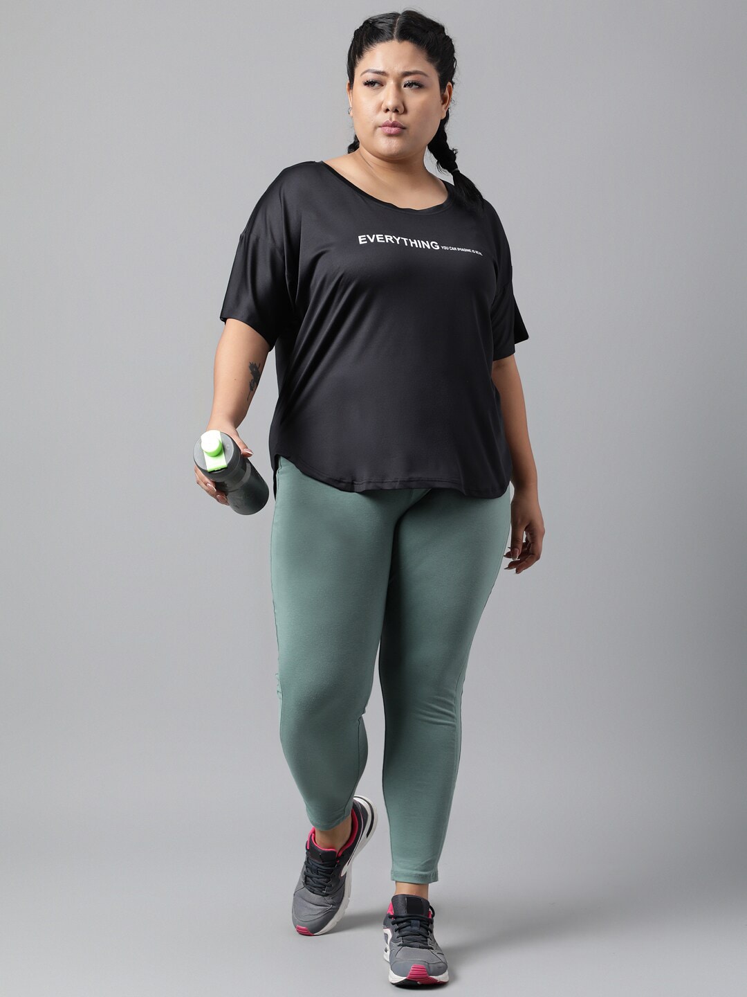 MKH Plus Size Relaxed Fit Typography Printed Drop Shoulder Sleeves Dri-Fit Sports T-shirt 