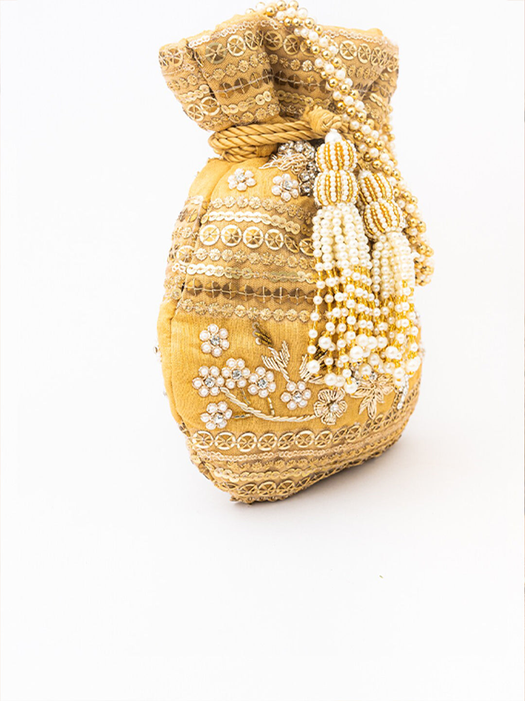NR By Nidhi Rathi Women Gold Embroidered Potli Bag - Grab2buy