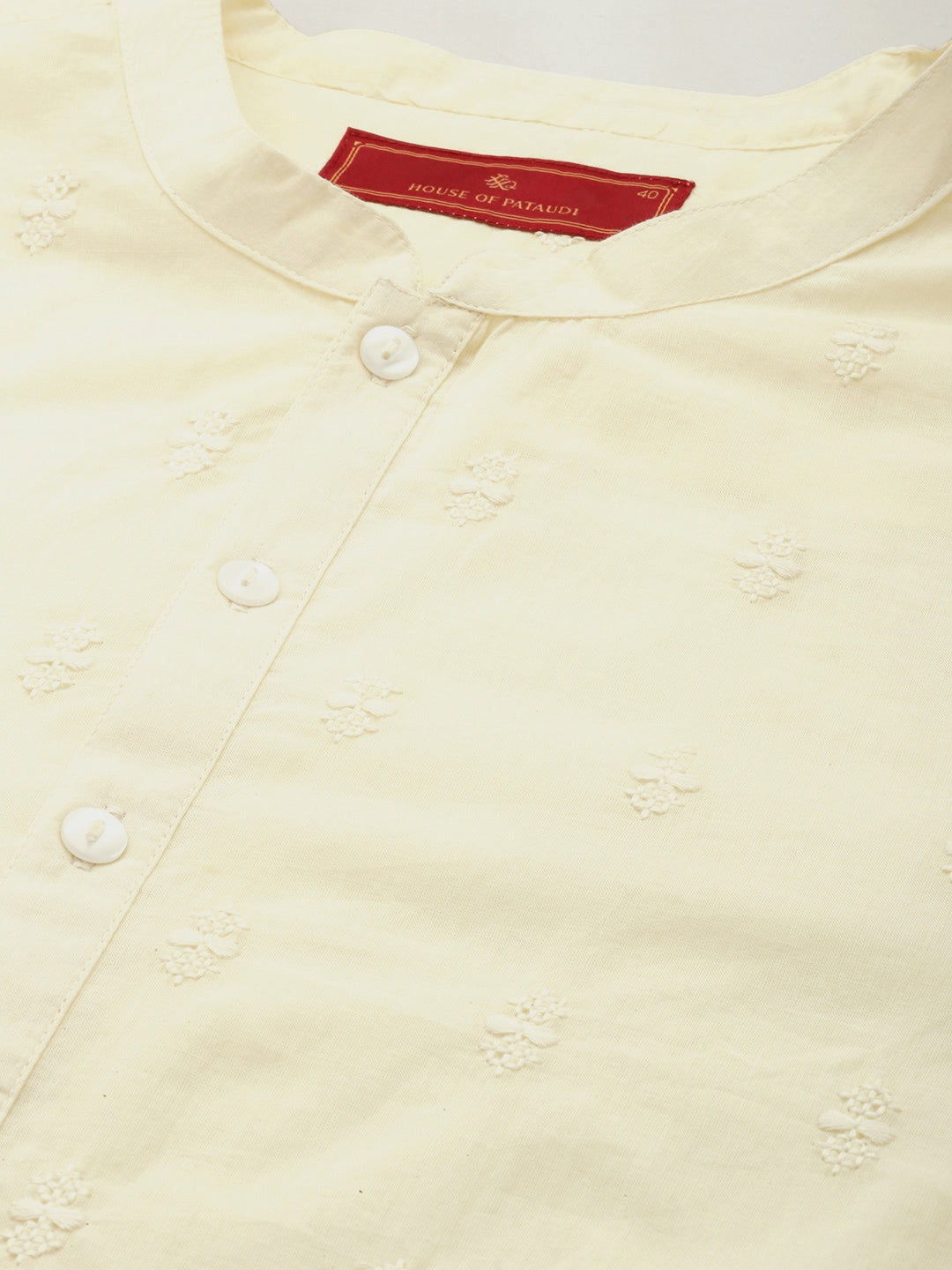 House of Pataudi Men Jashn Embroidered Regular Thread Work Pure Cotton Kurta with Patiala