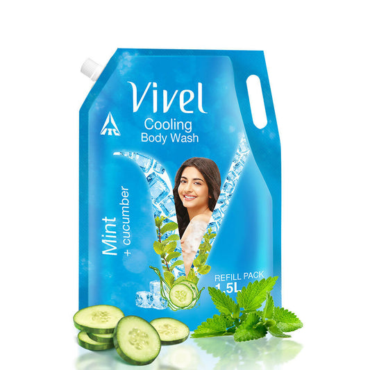 Vivel Cooling Body Wash Mint & Cucumber Moisturizing Shower Gel Supersaver XL Refill Pouch  Grab2Buy Vivel Grab2Buy