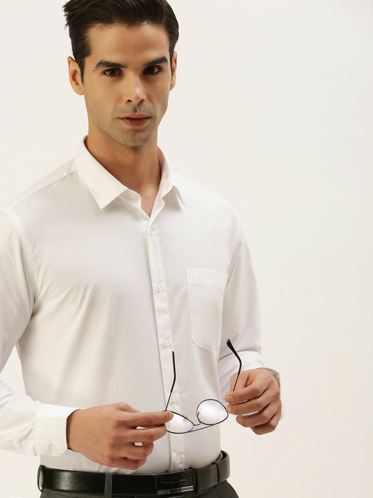 Ramraj Cotton Mens Full Sleeve Formal 100 % Cotton White Shirt 
