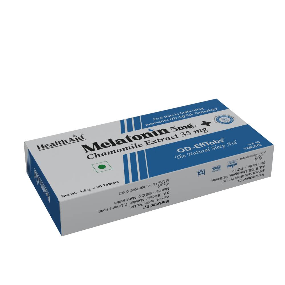 HealthAid Melatonin 5 mg + Chamomile Extract 35 mg OD Effervescent Tablets 