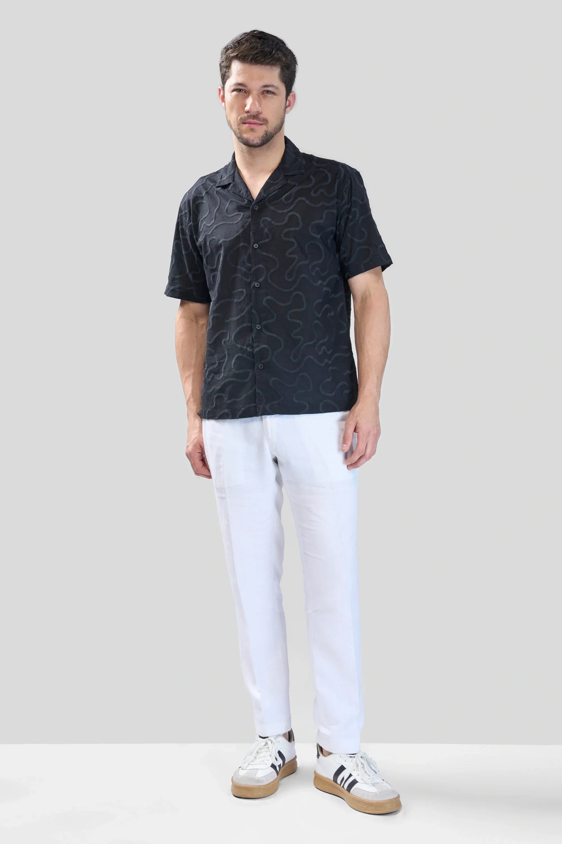 Xkind Black Embroidered Relaxed Fit Shirt  Grab2Buy Xkind Grab2Buy