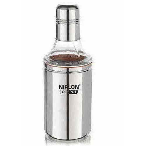 Nirlon Stainless Steel Oil Pot, 1 Litre, Silver - Grab2buy