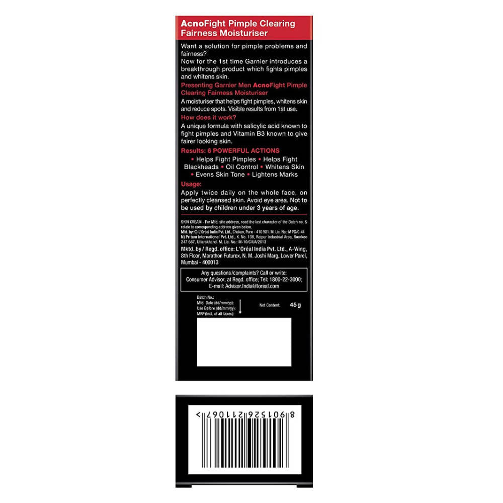 Garnier Men Acno Fight Pimple Clearing Brightening Moisturizer - Swadesiicart
