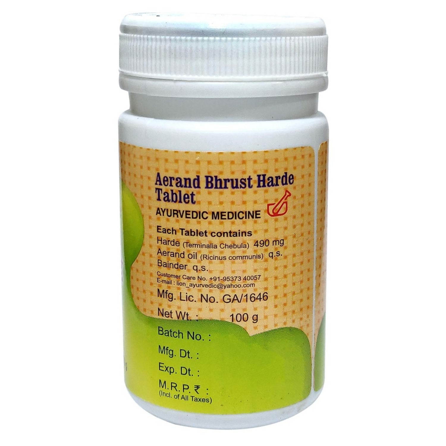 Lion Ayurveda Aerand Bhrust Harde Tablets 