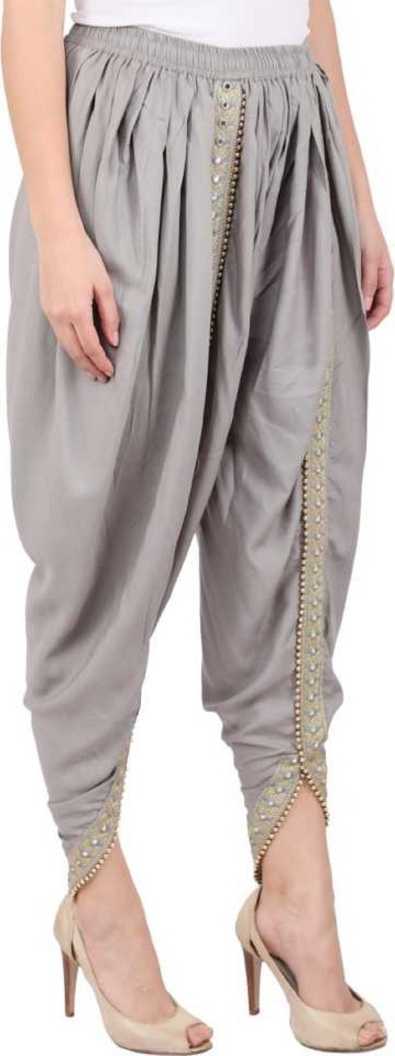 PAVONINE Grey Color Embellished Beetel Rayon Fabric Patiala For Women & Girls