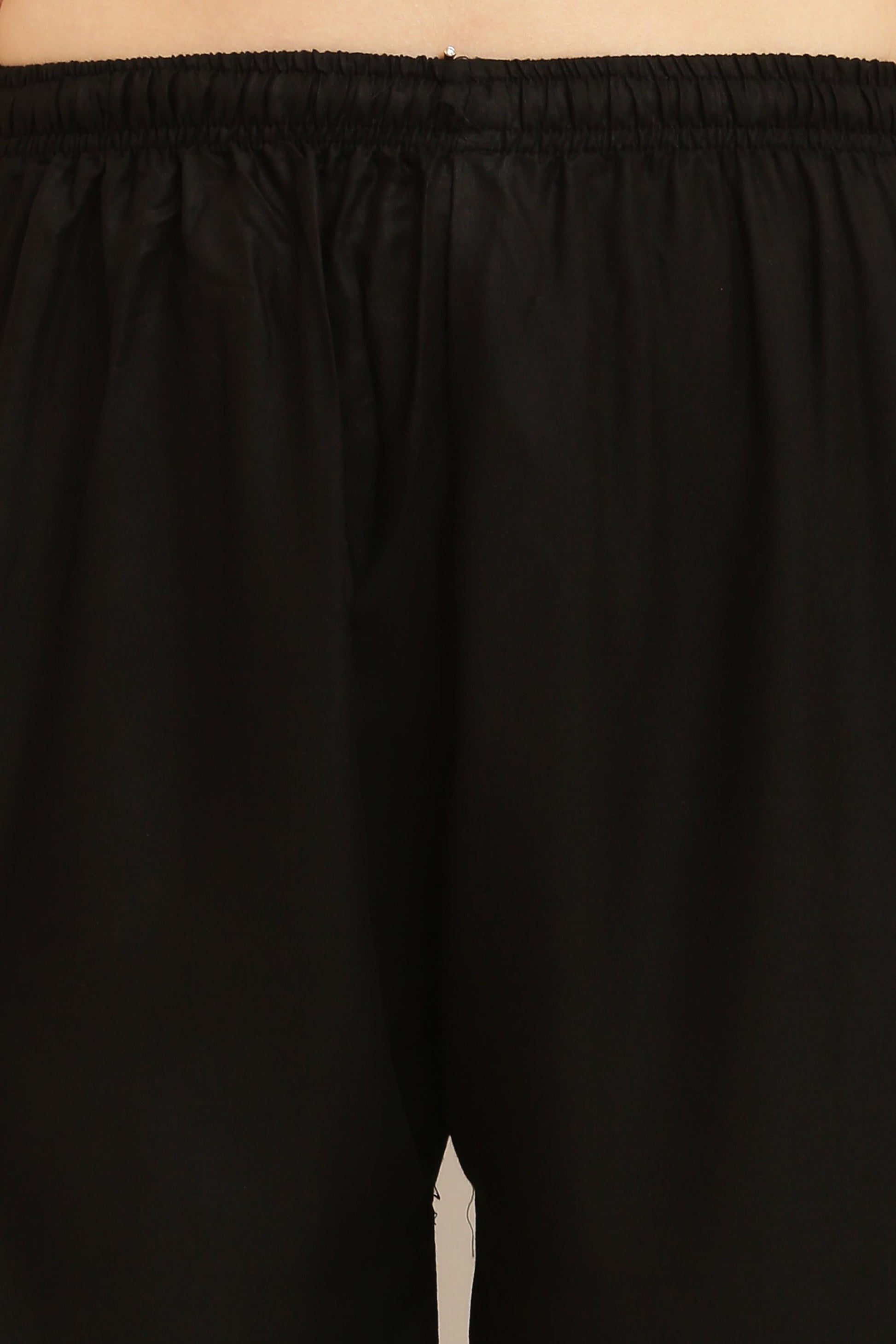 PAVONINE Black Color Straight Fit Rayon Fabric Palazzo