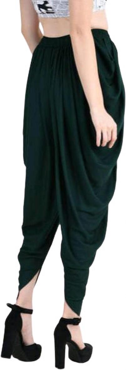 PAVONINE Bottle Green Color Solid Beetel Rayon Fabric Patiala For Women & Girls