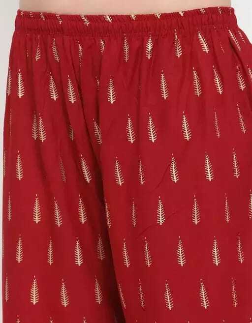PAVONINE Maroon Color Rayon Fabric Bhutta Print Palazzo For Women