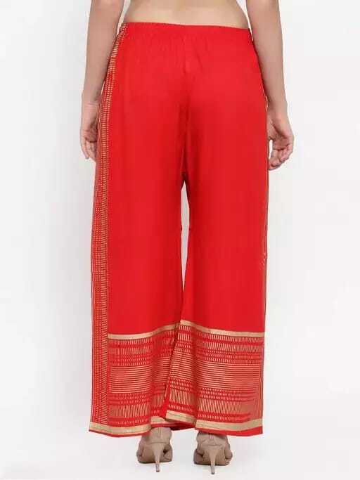 PAVONINE Red Color Rayon Fabric Side Print Palazzo For Women