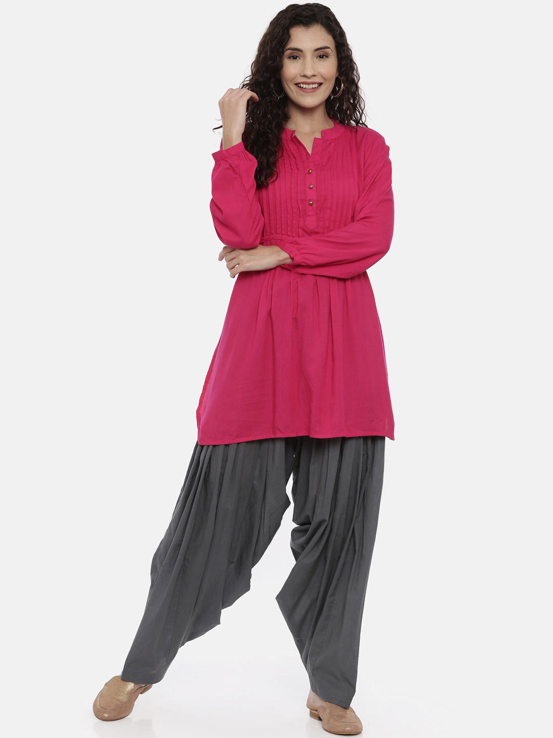 Souchii Women Grey Solid Loose-Fit Patiala 
