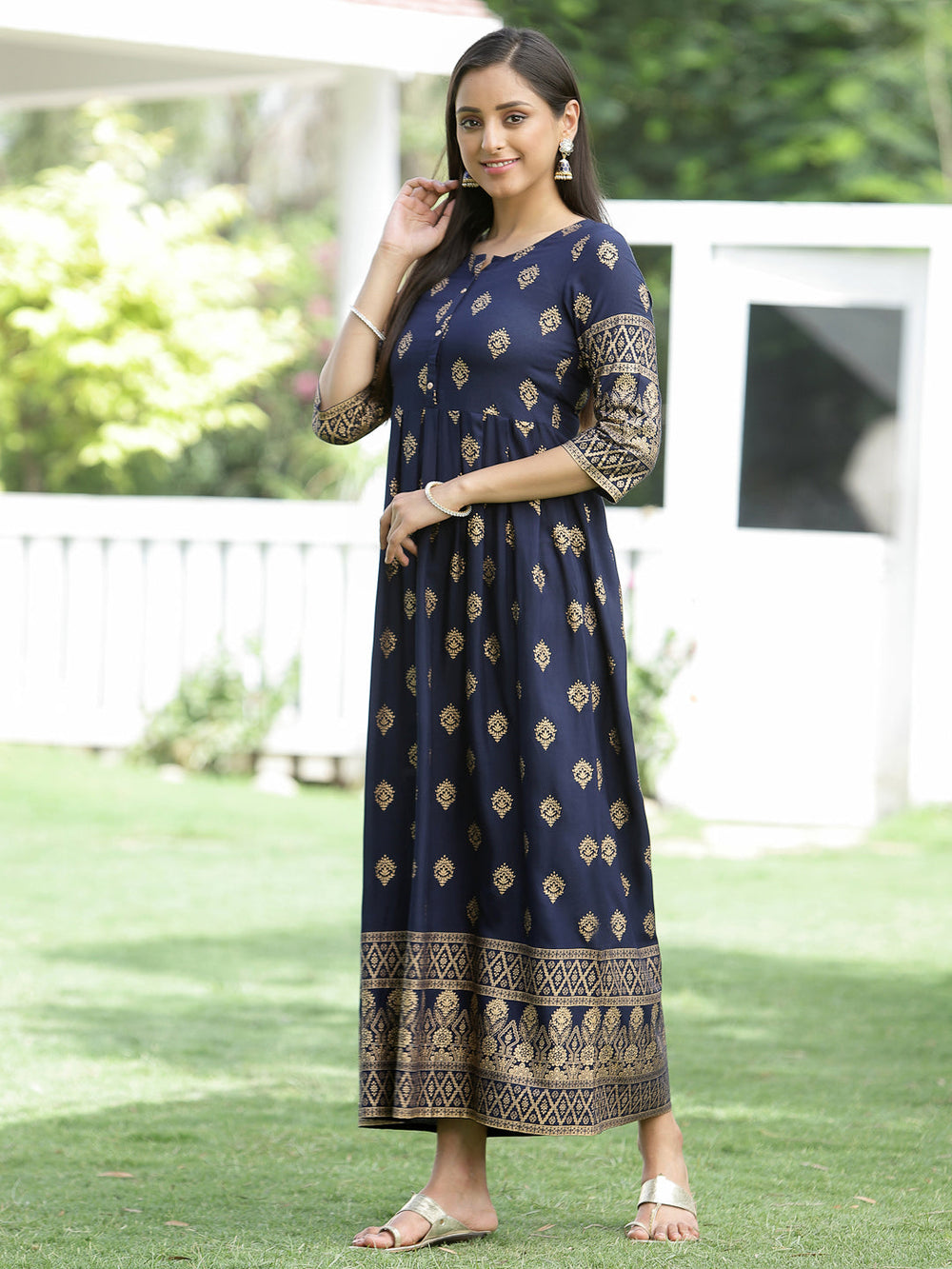 Juniper Indigo Rayon Festive Dress For Women
