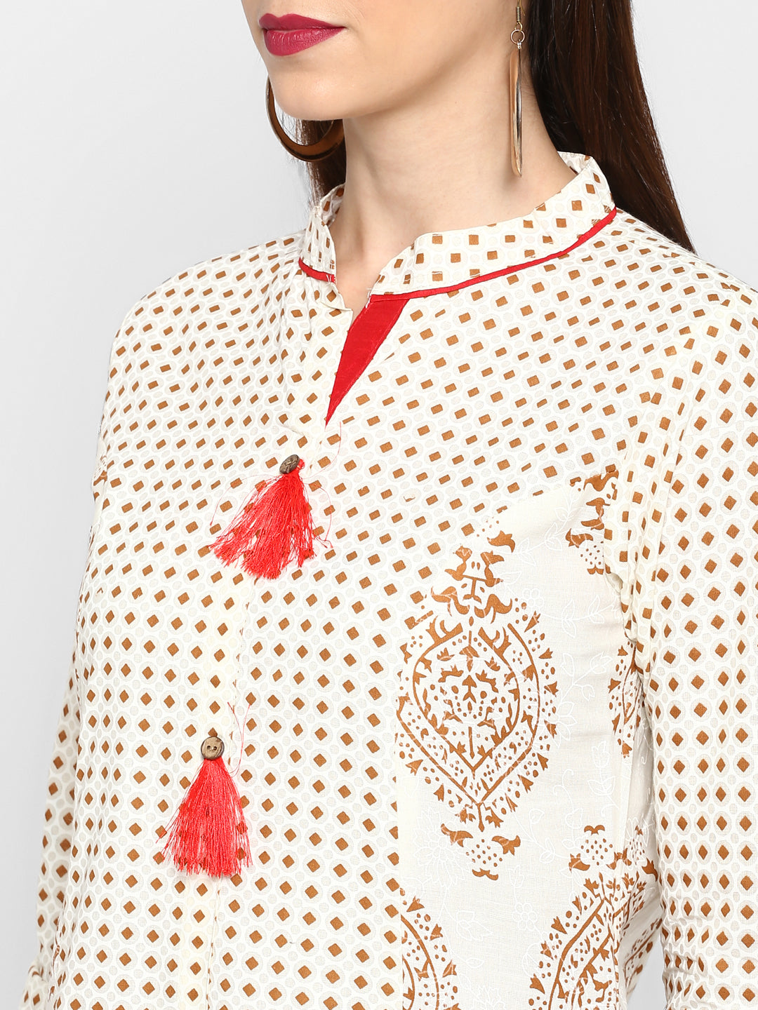 NOZ2TOZ Women's Off-White A-Line Kurta- (1pc set) 